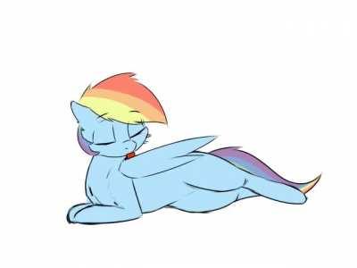 Rainbow Dash preening herself.