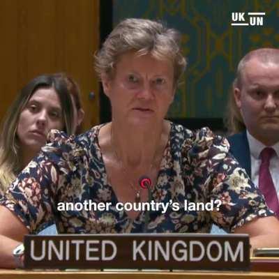 The Permanent Representative of the United Kingdom to the United Nations, Barbara Woodward, gave a powerful speech on the war in Ukraine