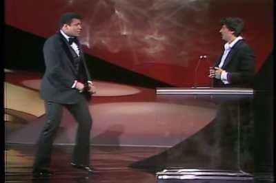 Muhammed Ali and Sylvester Stallone at the 1977 Oscars