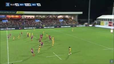 Gabin Lorre 40m, 50m and 60m drop goals this season in ProD2