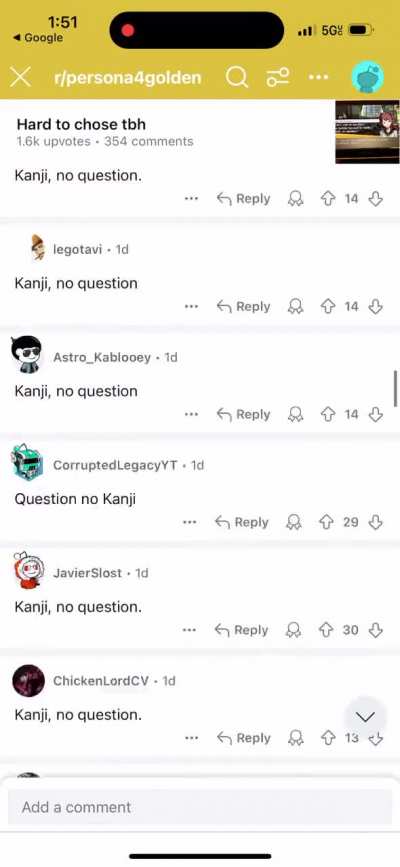 Kanji, no question