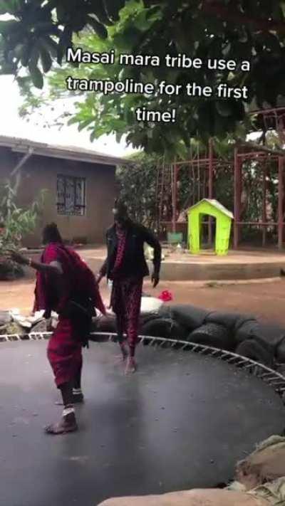 We are from the Maasai tribe and this was our first time on a trampoline…