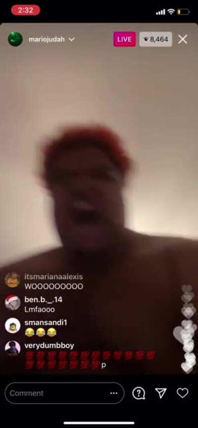 Mario judah gets naked on live an goes super sayain