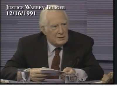 In this clip from 1991 ex Chief Justice of the Supreme Court explains that the 2A was never meant to allow every mouthbreathing halfwit to have as many AR15s as he wants, without any regulation. 2A is about a &quot;well regulated militia&quot; - an old term for the