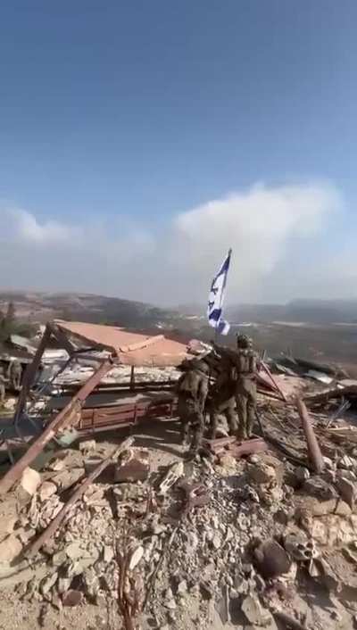 Israeli flag flying over Maroon-a-ras in southern lebanon