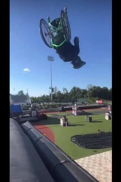 Paralyzed extreme sports athlete Aaron &quot;Wheelz&quot; Fotheringham pulls off the world's first ever double backflip 360 in a wheelchair