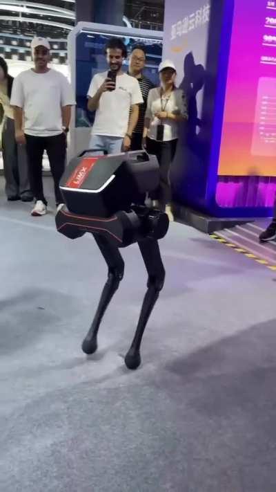 Two legged robot dog making a list