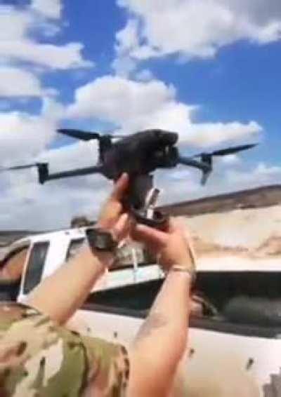 Ukraine troops, trying to attach a grenade to an drone, the russian way, but it fails for them