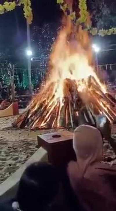 Extreme fire walking in a Kerala temple.