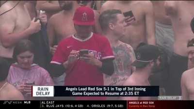 highlight] A lone Angel fan is standing in the middle of a bunch of  shirtless fans in the outfield bleachers at Fenway : r/baseball