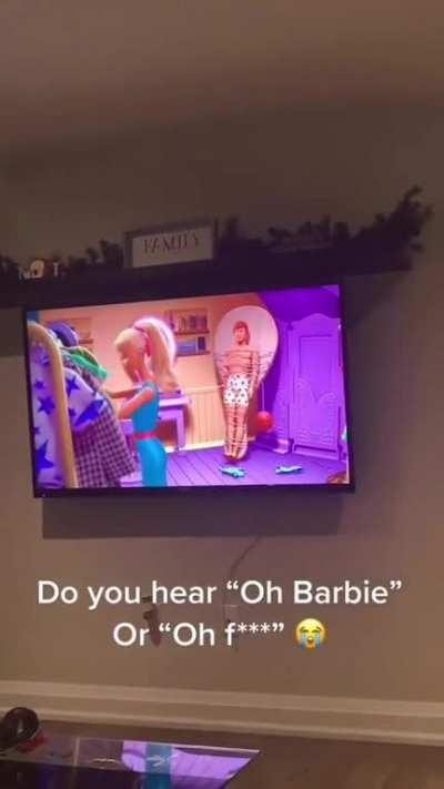 saw this online, people hear Barbie, but also “fuck” I hear fuck! Does anyone hear Barbie?! This is the oddest thing ever!