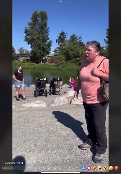 canadian karen has a melt down over kids playing at park