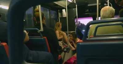 2 Lesbians have oral sex on a bus and record them!