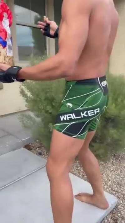 Johnny Walker still walks around in his fight kit and gets kicked out of everywhere lmao.