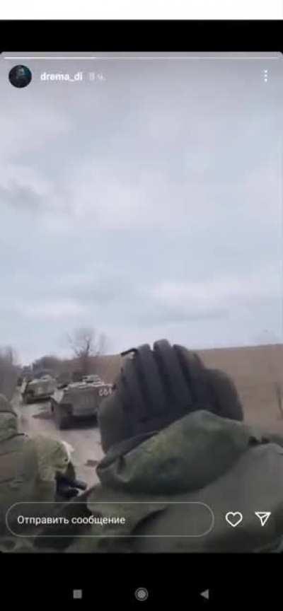 RUSSIAN Armed forces rolling through Ukraine in the wilderness.