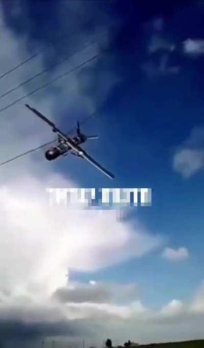 Iranian Drone stuck on electric poll cables