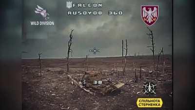 Ukrainian drone chasing after two ruzzian soldiers near the destroyed van (the work of &quot;Wild division&quot; from 82 paratrooper brigade) 