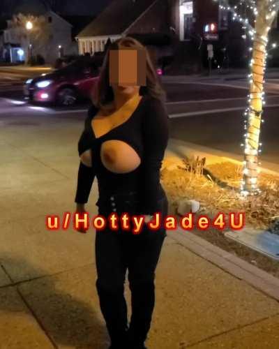 My bar and sidewalk flashing boobies