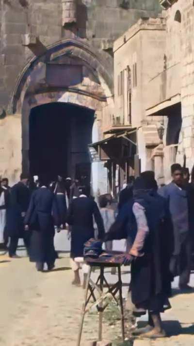 People walking on the street near Jaffa Gate in Jerusalem (1897)