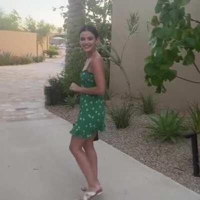 Cute in a green dress