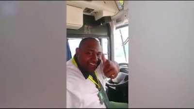 Bus driver taking a selfie