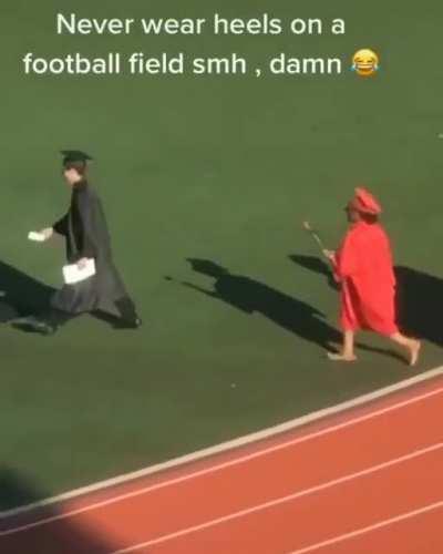 HMC while i walk with heels on football field