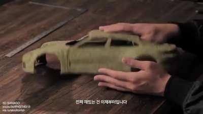 Artist makes a Porsche Taycan Model RC Body Using 3D pen