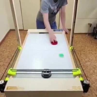 Robot playing air hockey