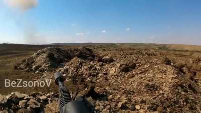 GoPro footage by the scouts from the &quot;Center&quot; Group near the settlement of Hrodivka, Donetsk