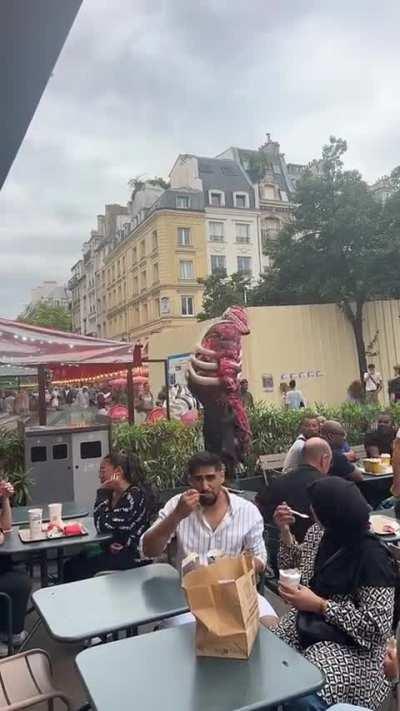 Jumping on tables while people eat