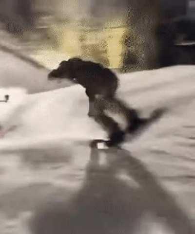 Slick snowboard manual to backflip