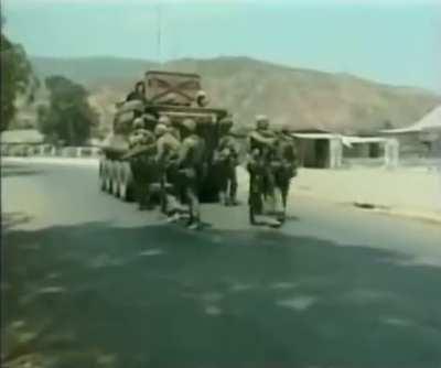 Australian soldiers nearly run over by their own APC, East Timor, 1999 (NSFW language)