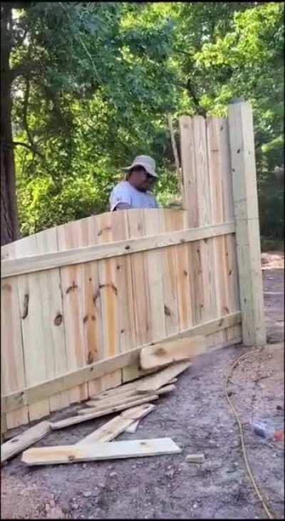 The way he shaped the fence with ease