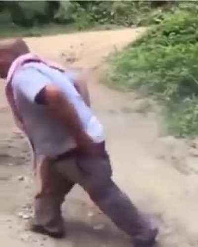 Guy falls down hill