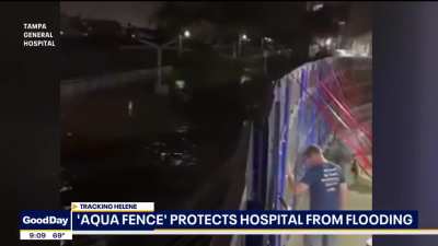 Tampa General Hospital used an &quot;Aqua Fence&quot; barrier to hold back the storm surge brought on by Hurricane Helene to Florida 