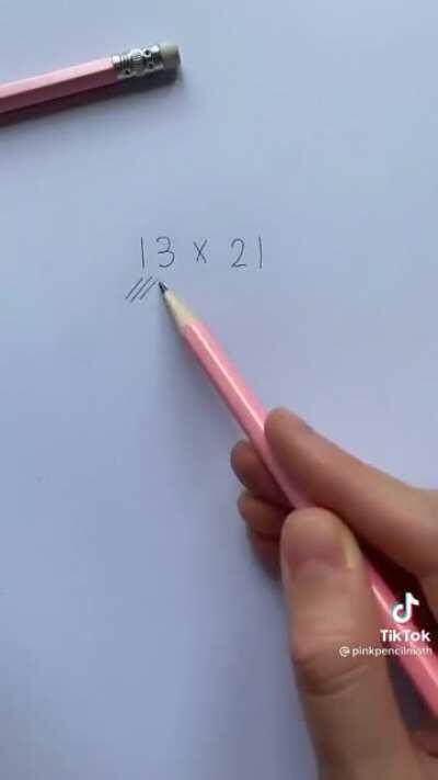 Japanese multiplication (@pinkpencilmath Tik Tok)