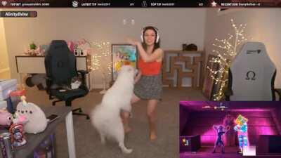 Alinity trained her dog to eat out.