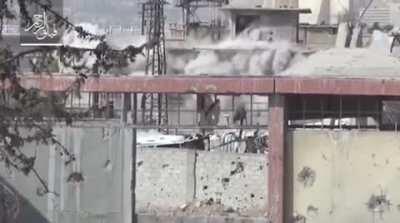 An Omar cannon mounted on a truck, used by Syrian Insurgents