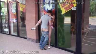 Hot girl fucked in front of the store