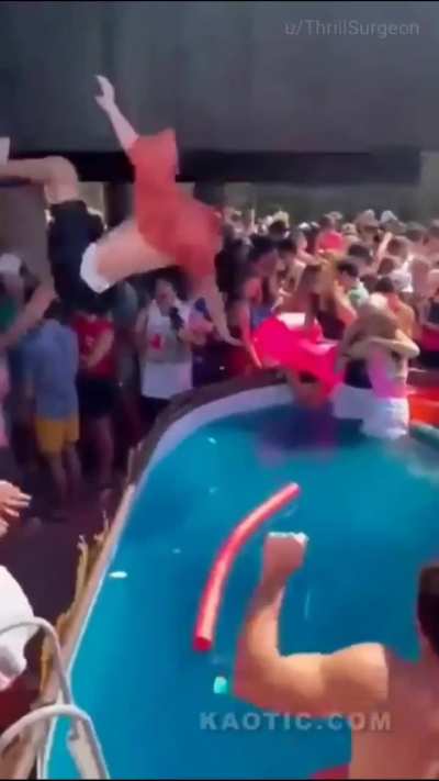 Man jumps for pool