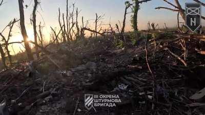 Headcam footage from Ukrainian soldiers taking a Russian position south of Bakhmut and taking prisoners (posted by 3rd Assault Brigade)