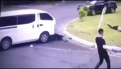 Man gets brutally hit by a car while walking down the street