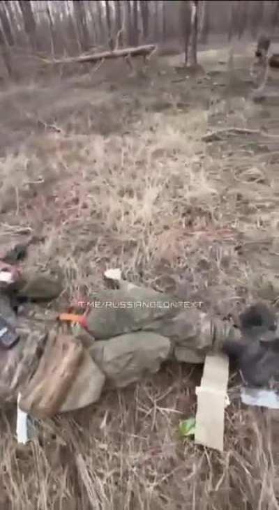 Russian soldier steps on a mine and calls for a rescue team, the team arrives but is also blown up by a mine (even though they were warned to be careful) 