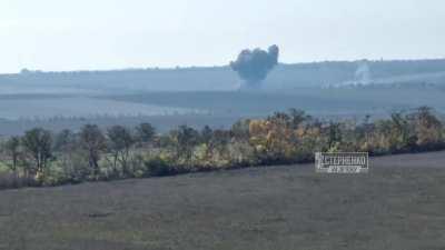 A Russian ka-52 being shot down by MANPADS in the Zaporizhia oblast, 1.10.2022.