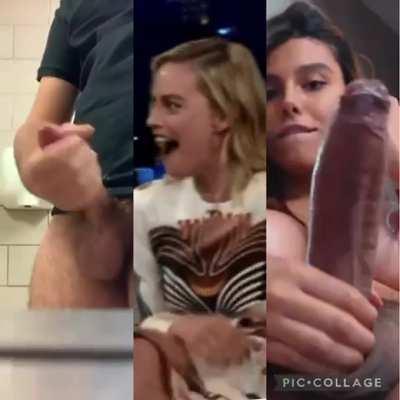 Margot Robbie loves to watch two big cock stroke for her