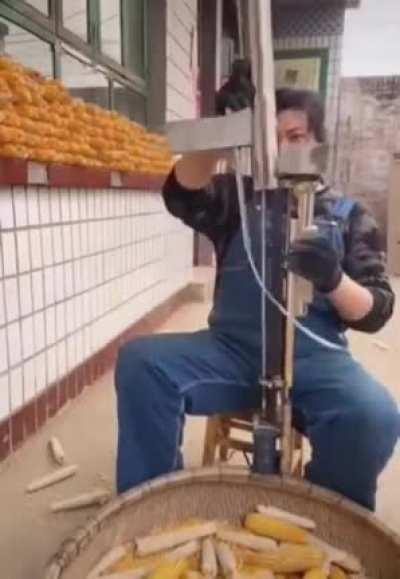 Watch this man build a specialized tool for corn peeling