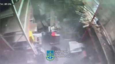 CCTV from inside the Kharkiv shopping center during Russian bomb attack last week that took 19 lives. They claimed it was used as arms storage