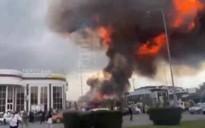 Grozny, Chechnya. Strong explosions near the college.