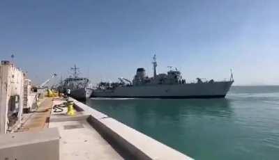 UK’s HMS Chiddingfold and HMS Bangor collided while berthing in Bahrain. ( Supposedly hacked by Houthi)