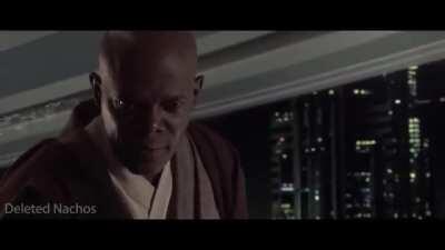 Mace Windu Confronts Palpatine but It's Minecraft